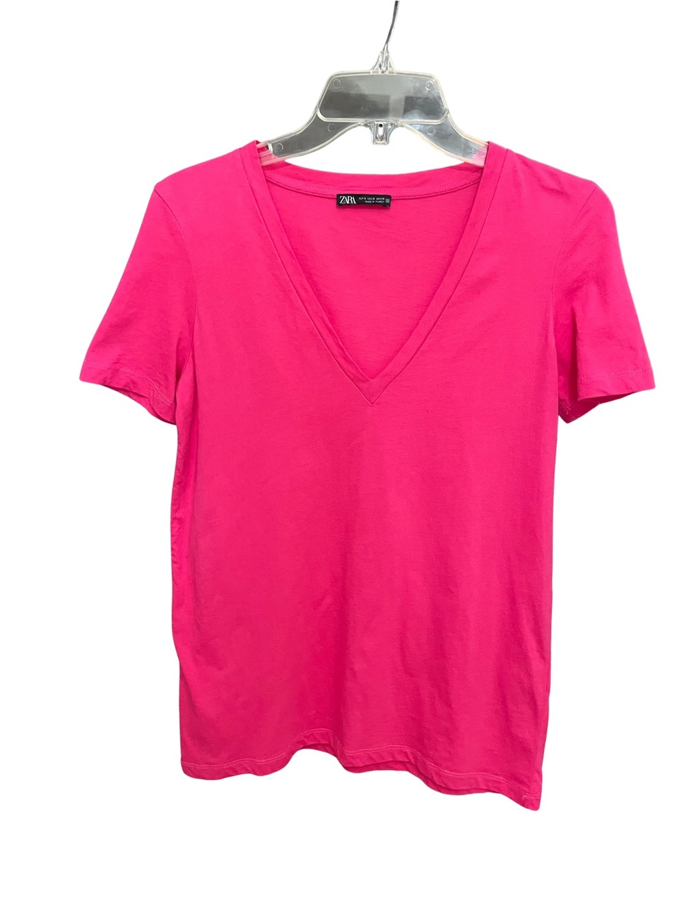 Zara Bright Pink V-Neck Short Sleeve Tee
Size S